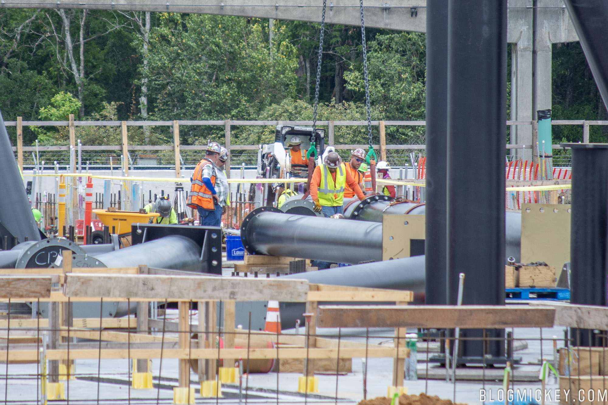 Detailed Look at Tron Roller Coaster Construction Site; Installation of