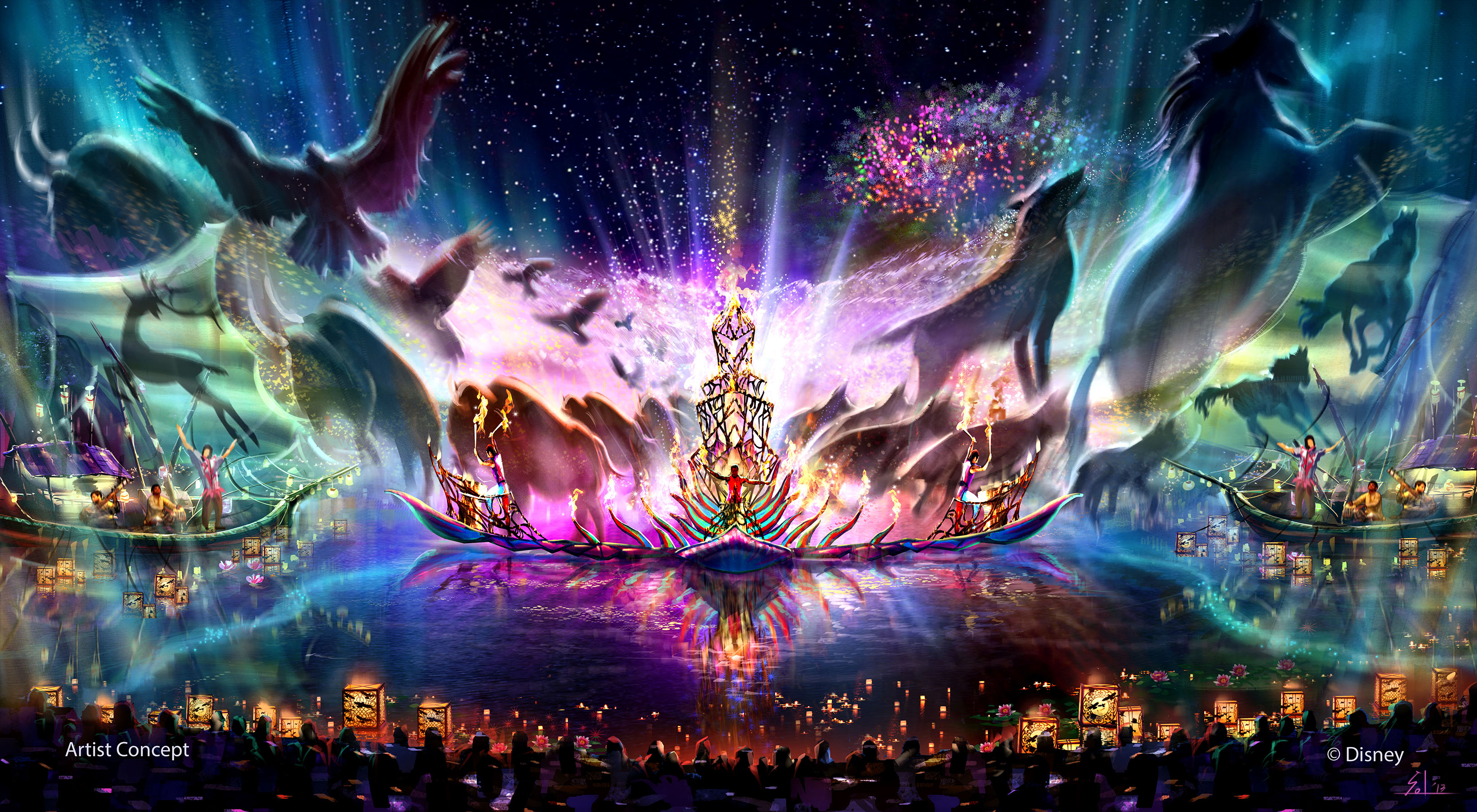 All-new entertainment experiences, including a new nighttime spectacular, are among the exciting projects coming in the years ahead as DisneyÕs Animal Kingdom begins the largest expansion in park history. ÒRivers of LightÓ promises to be an innovative show unlike anything ever seen in Disney Parks, combining live music, floating lanterns, water screens and swirling animal imagery. The show will magically come to life on the broad, natural stage of the Discovery River, between Discovery Island and Expedition Everest. (Disney)