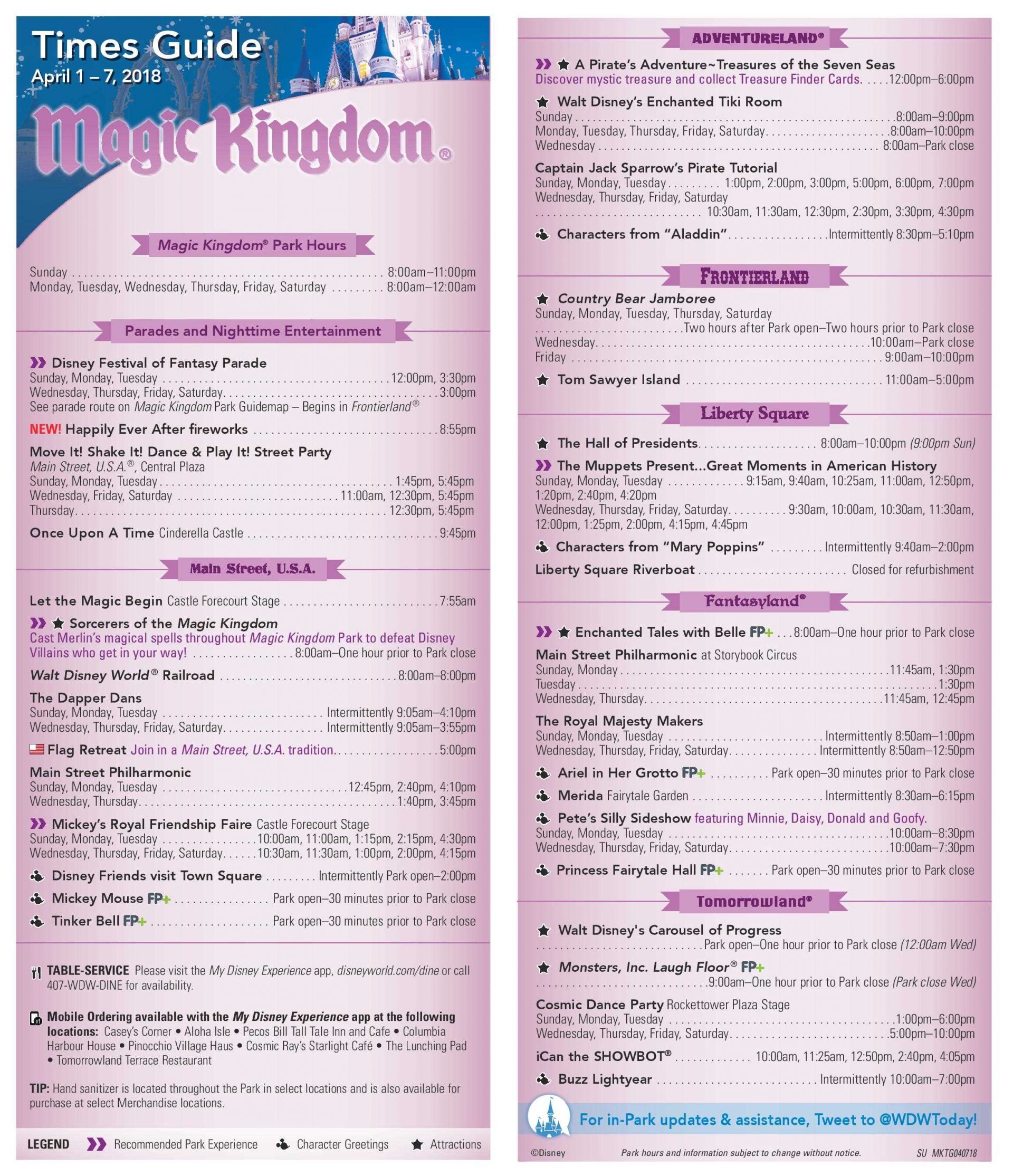 Walt Disney World Times Guides