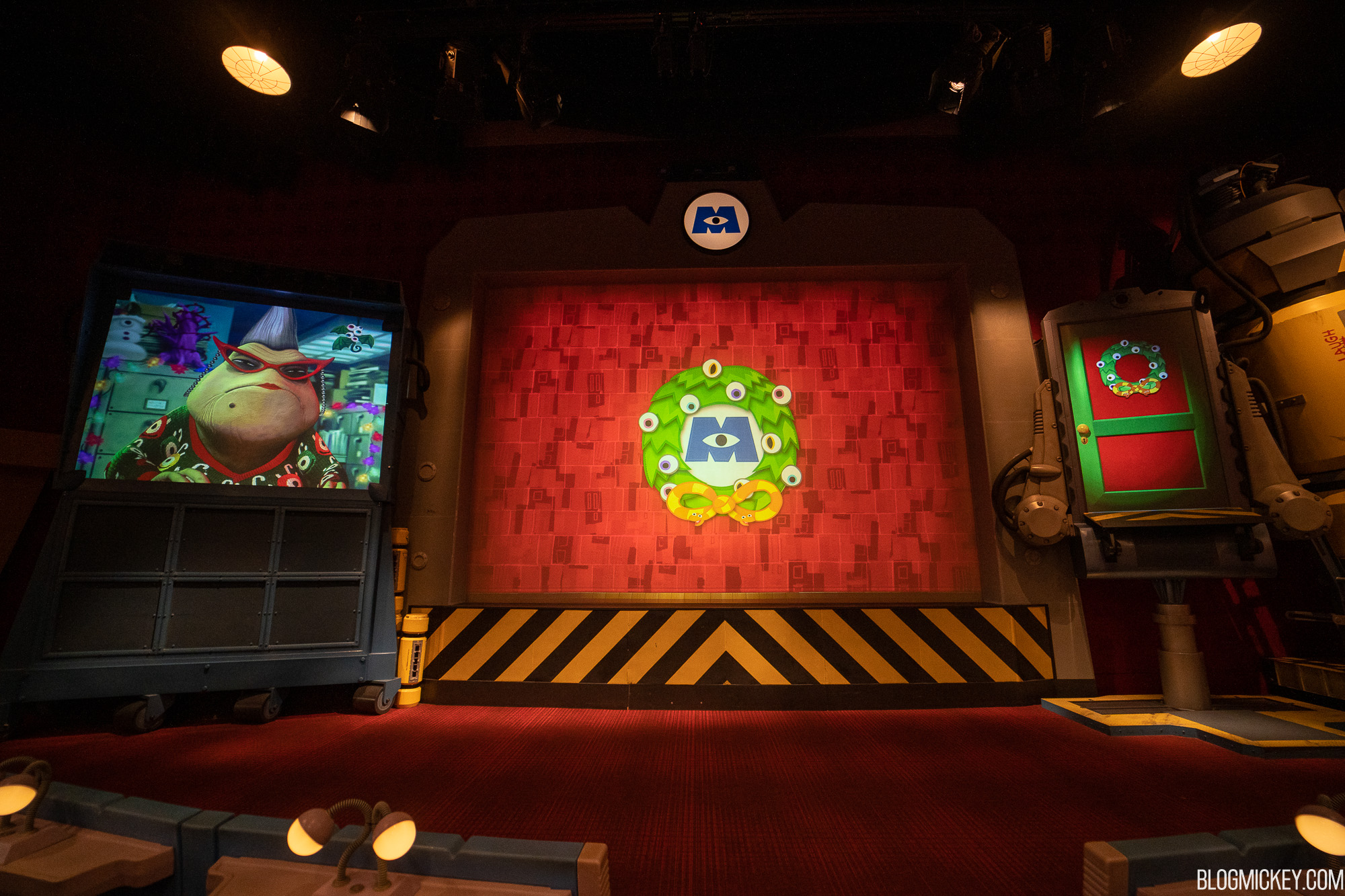 Monsters Inc Laugh Floor has a really cute holiday overlay for the  Christmas Party! 🎄🎁