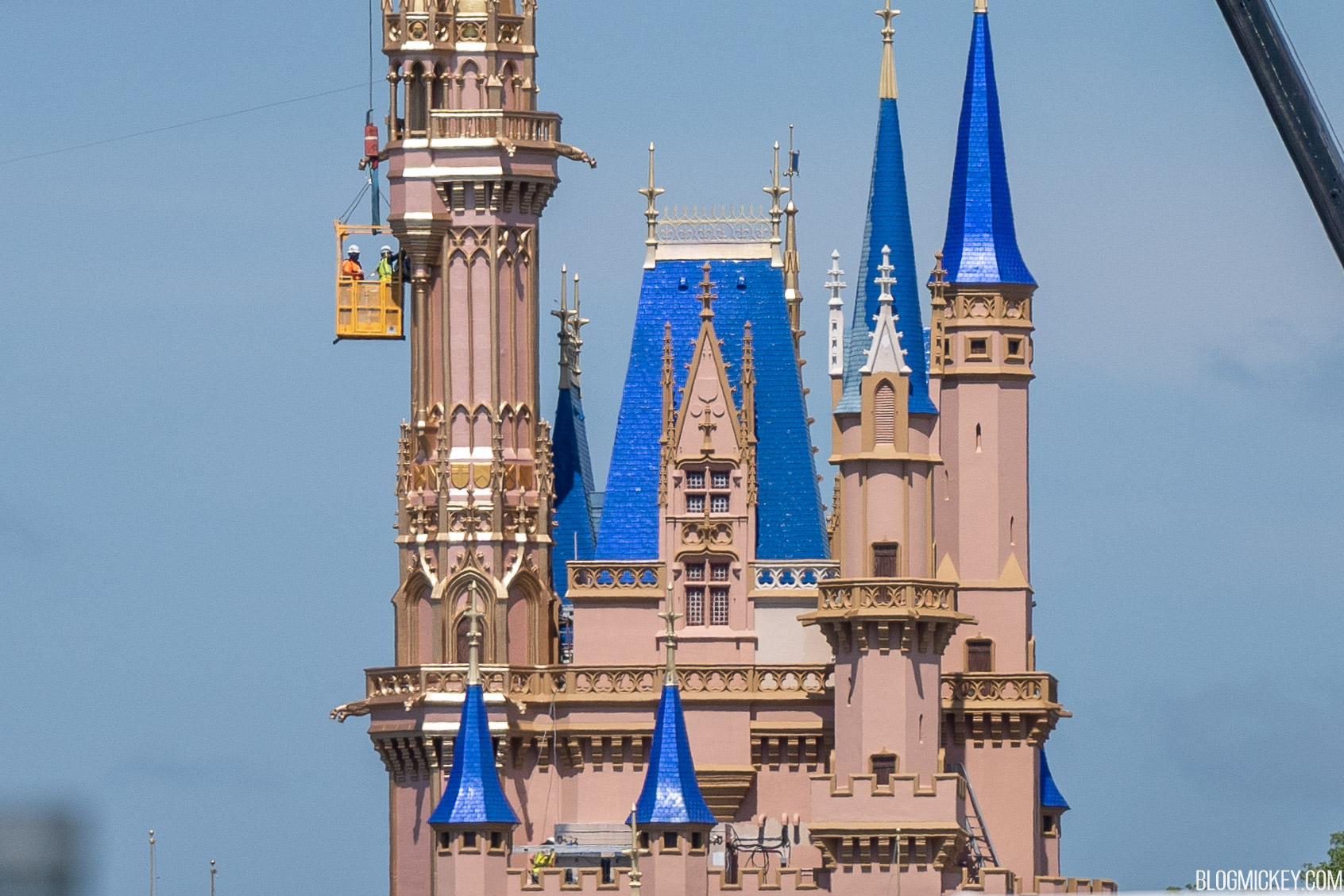 Latest Look At Cinderella Castle Repainting Including Aerial Photos