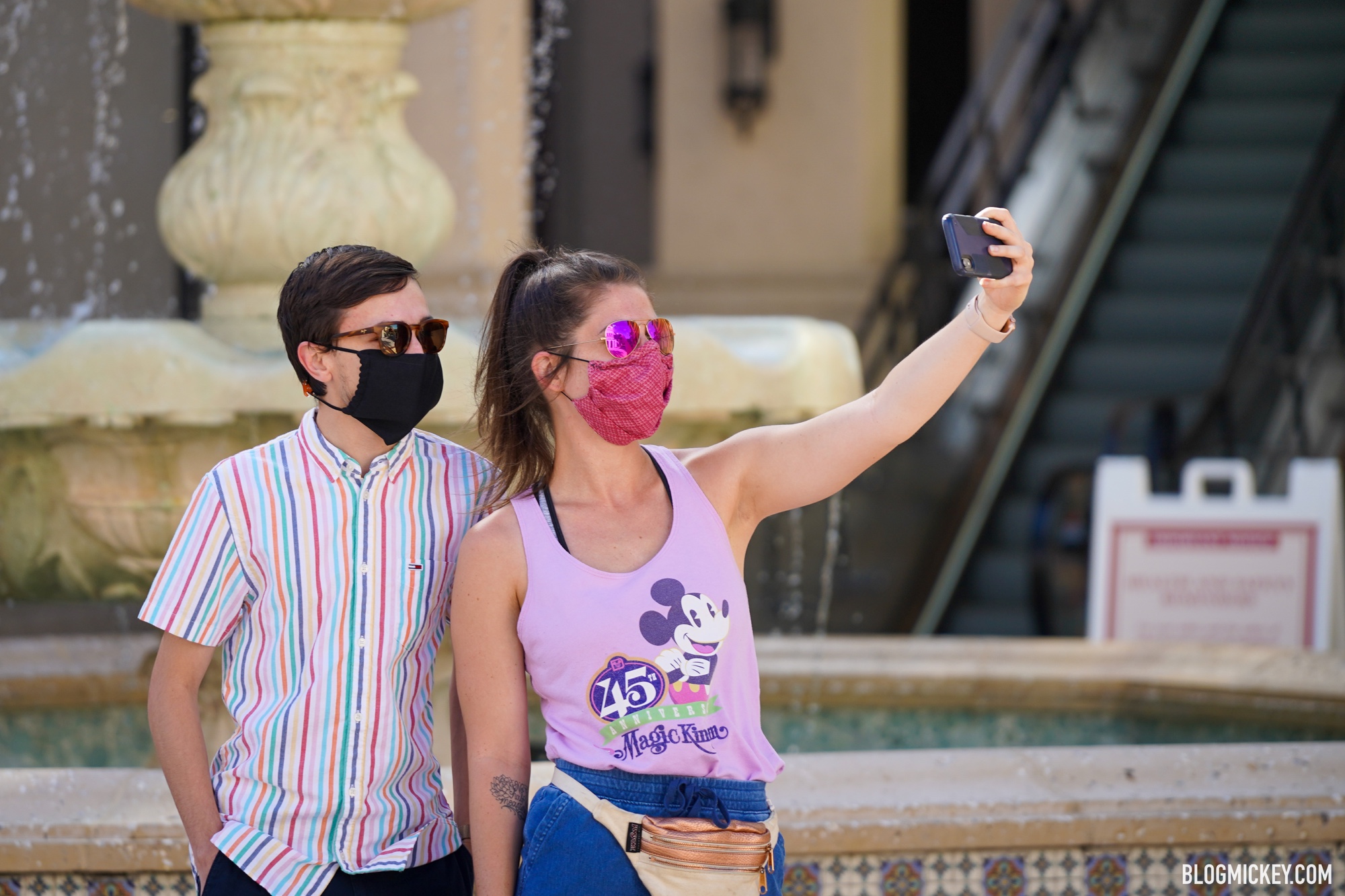 Guests wearing face masks at Disney World