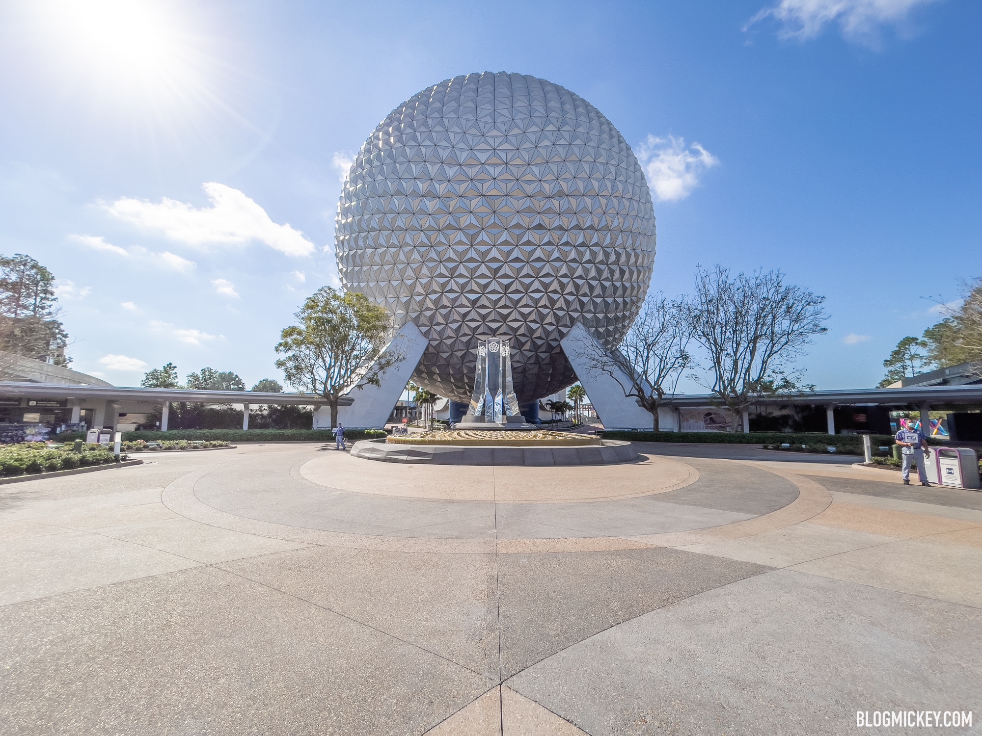 Final Construction Walls Removed From In Front of Spaceship Earth at EPCOT