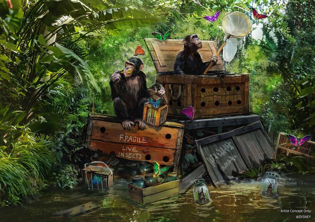 Jungle Cruise reimagining chimp crates concept art