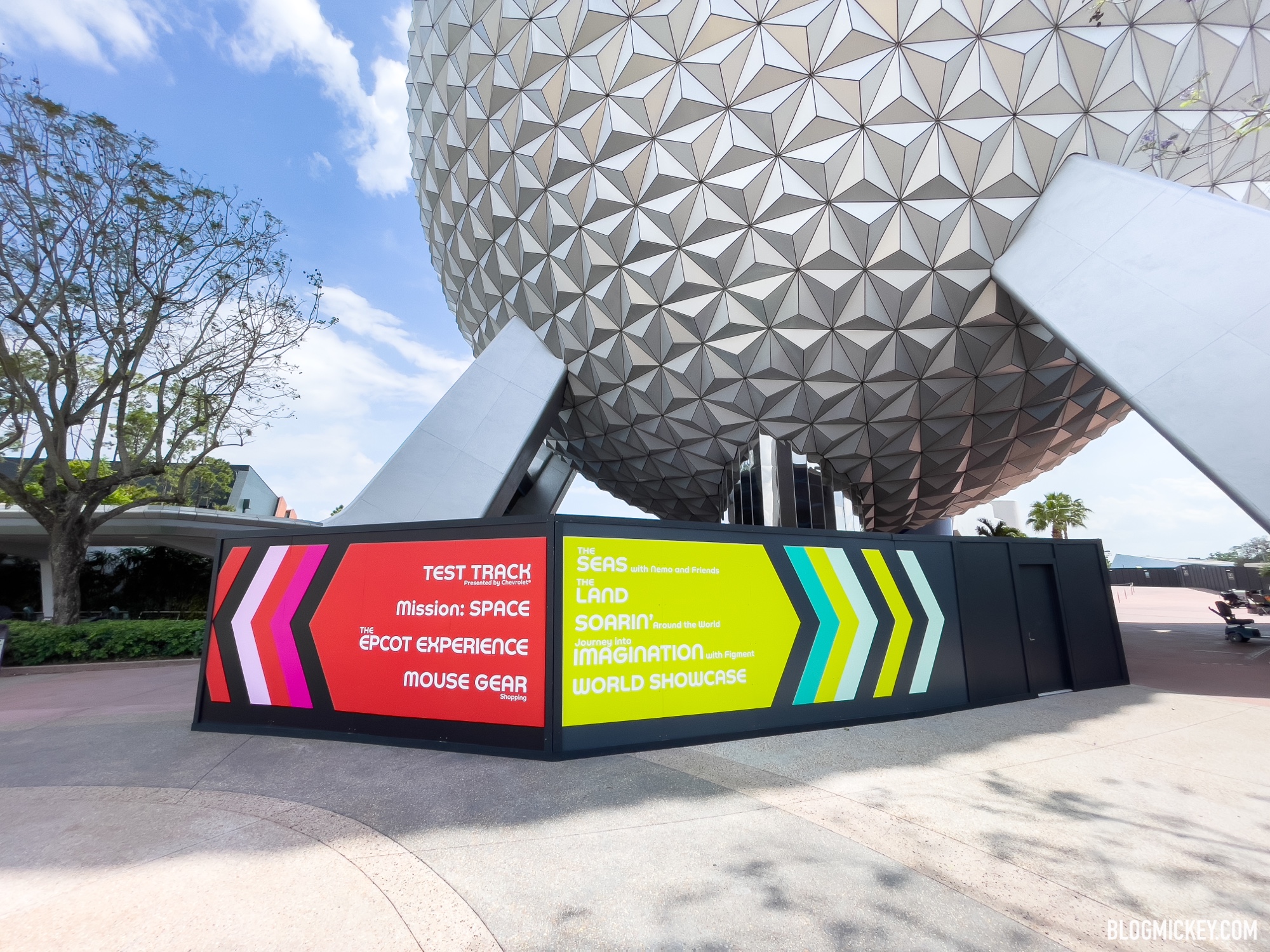 Construction Walls Return to Spaceship Earth at EPCOT