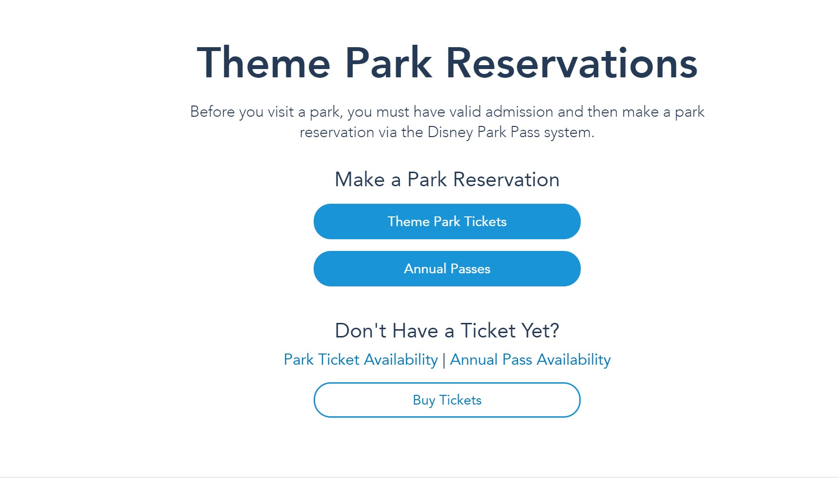Disney Park Pass Theme Park Reservation System for Walt Disney World