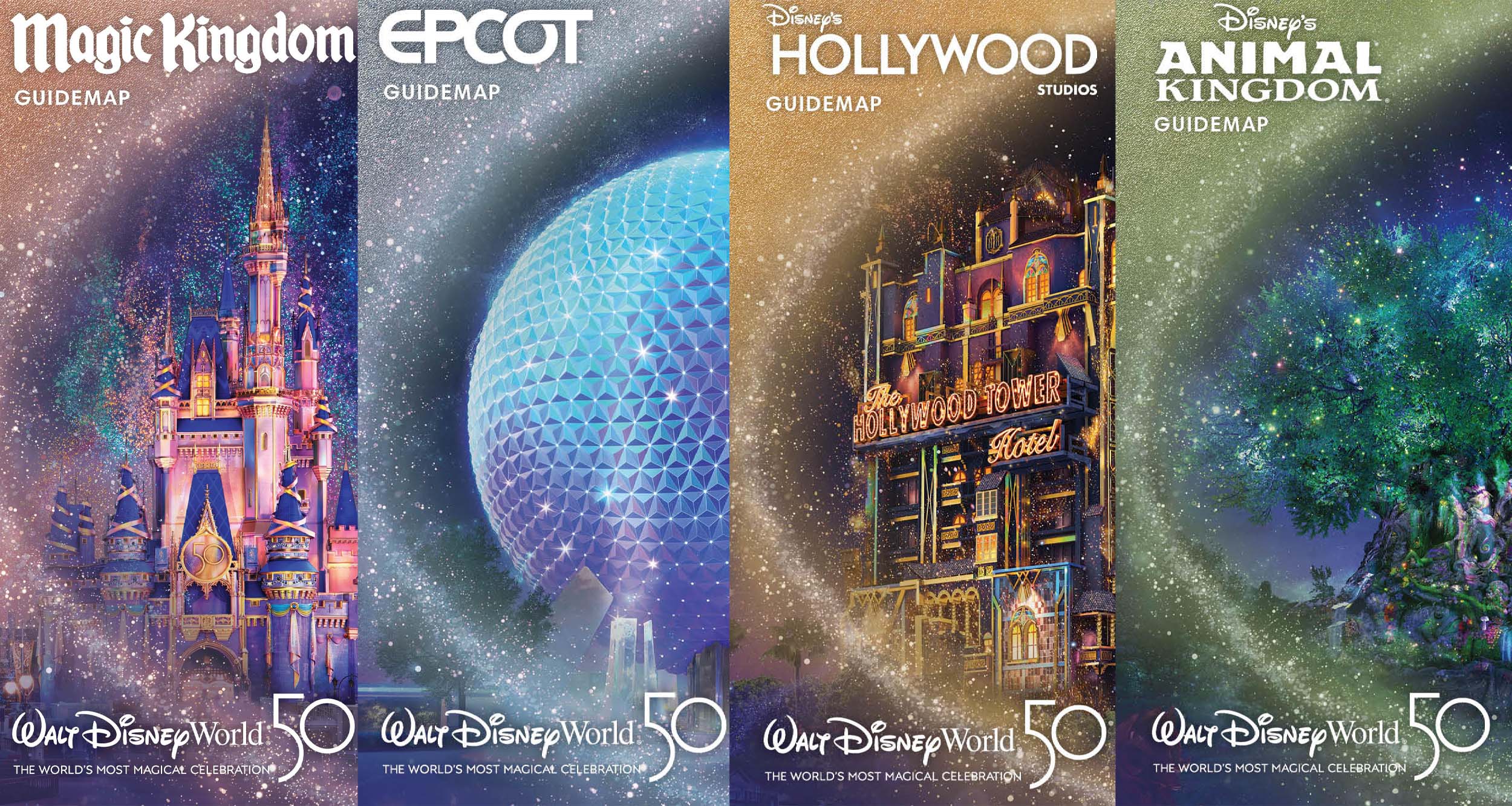 NEW 2021 Walt Disney World Theme Park Guide Maps 4 Current Maps 50th Anniversary 