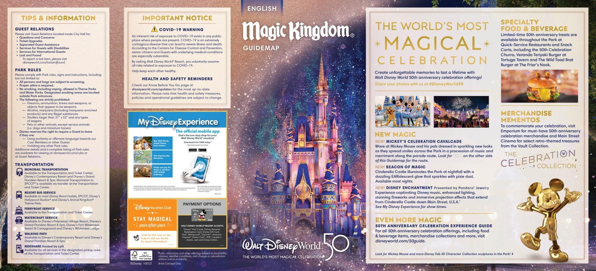 New Disney World 50th Anniversary Park Maps Debut