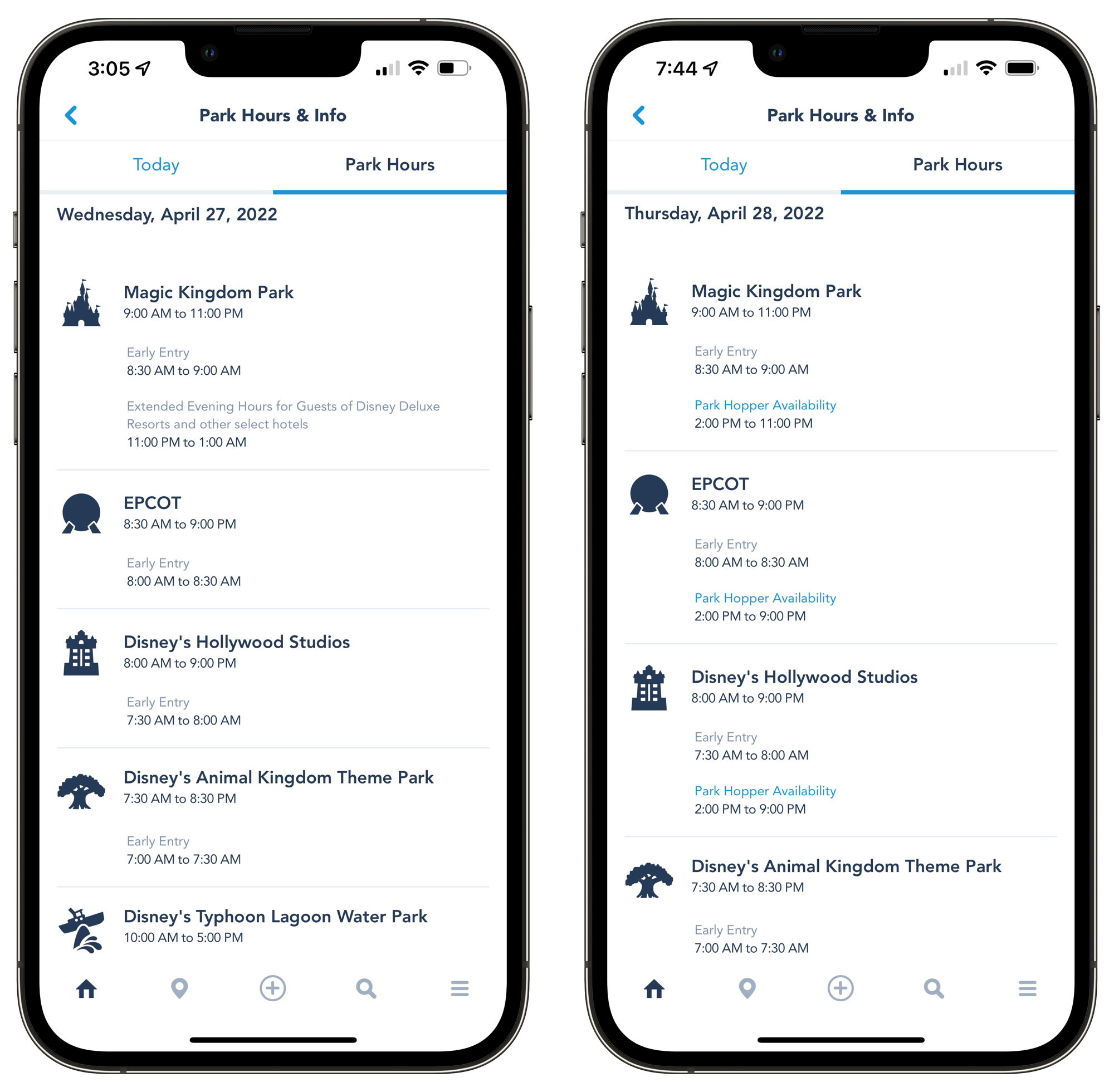 Disney Availability Calendar Park Hopper 