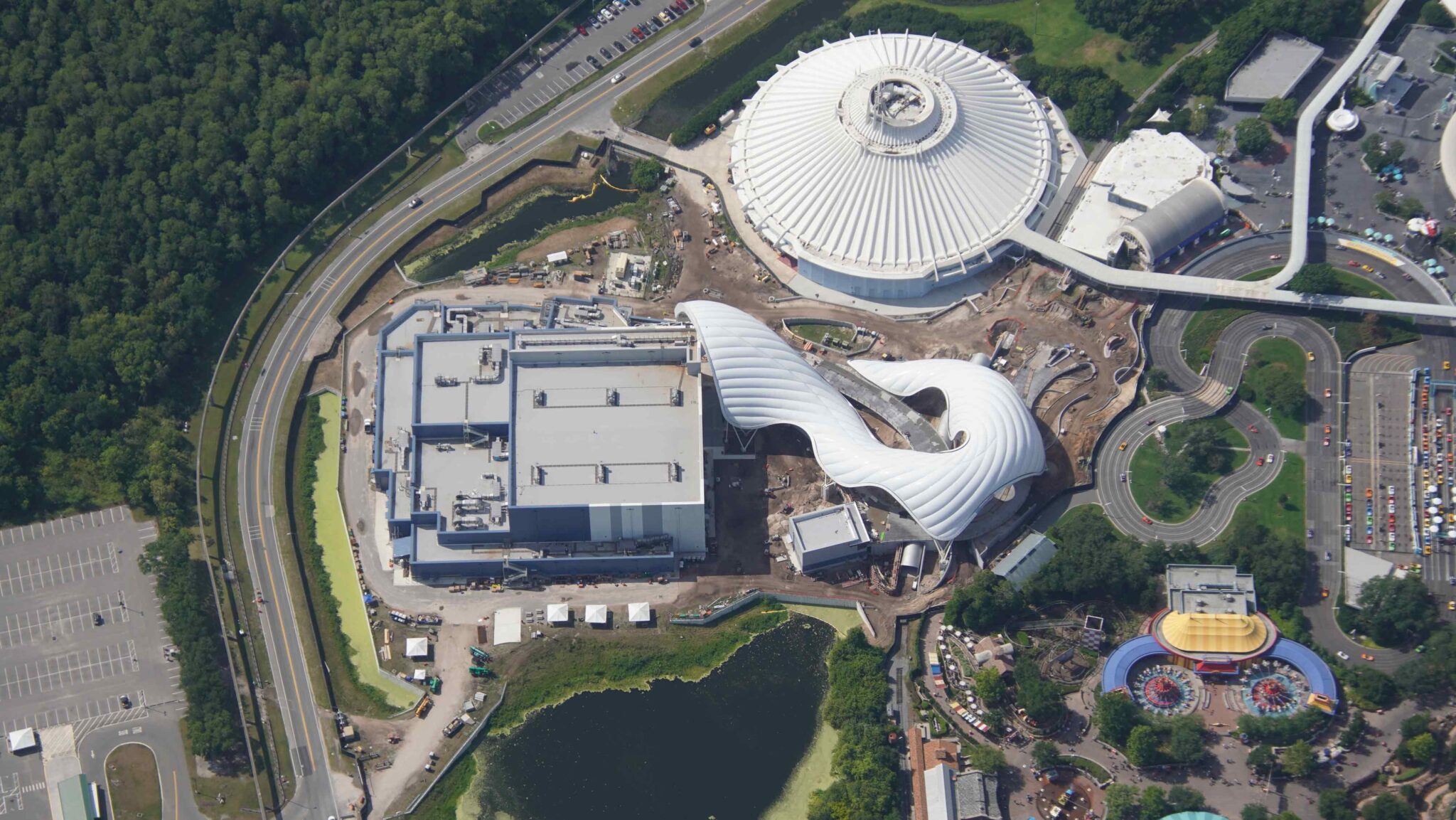 Updated Aerial Photos of TRON Lightcycle Run Construction at Magic Kingdom