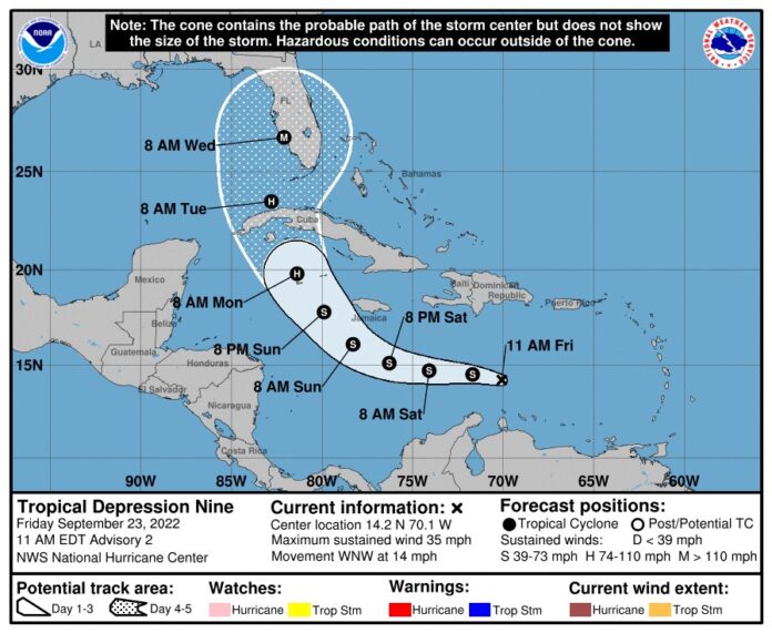 UPDATE: Tropical Depression Nine Now Forecast to Hit Florida as Major ...