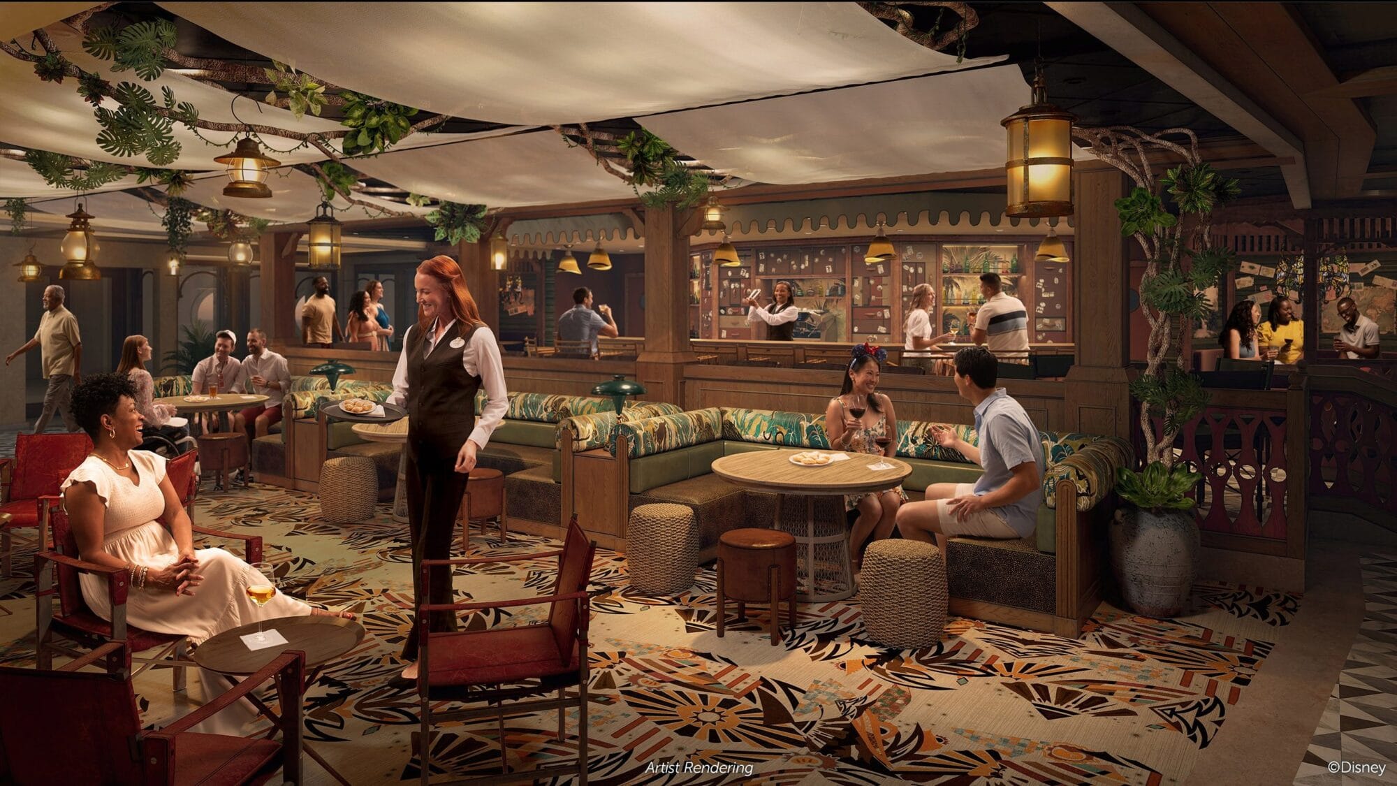 Disney Treasure Cruise Ship: Jungle Cruise & 20,000 Leagues Under the Sea  Lounges