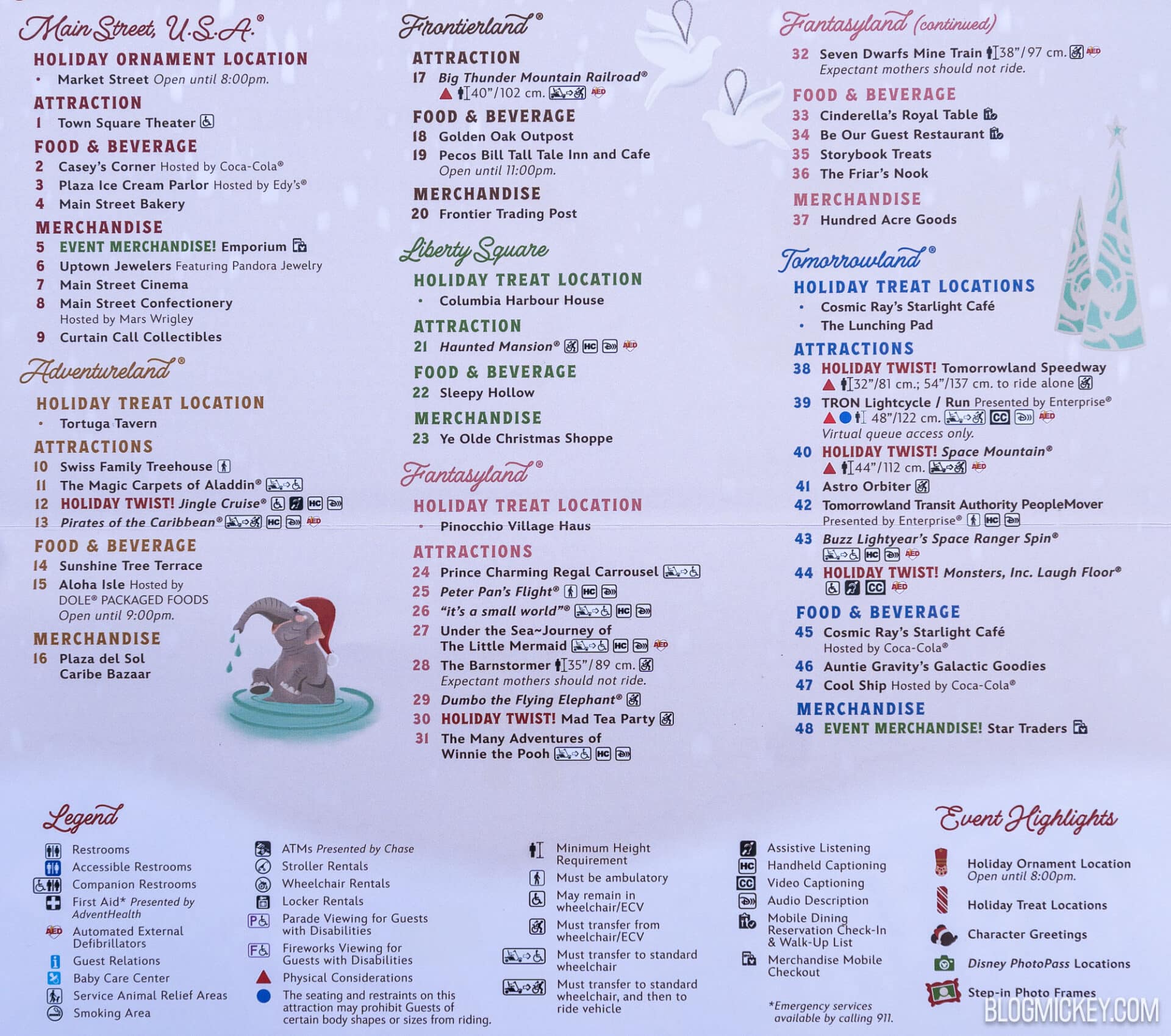 2023 Mickey's Very Merry Christmas Party Event Guide Map